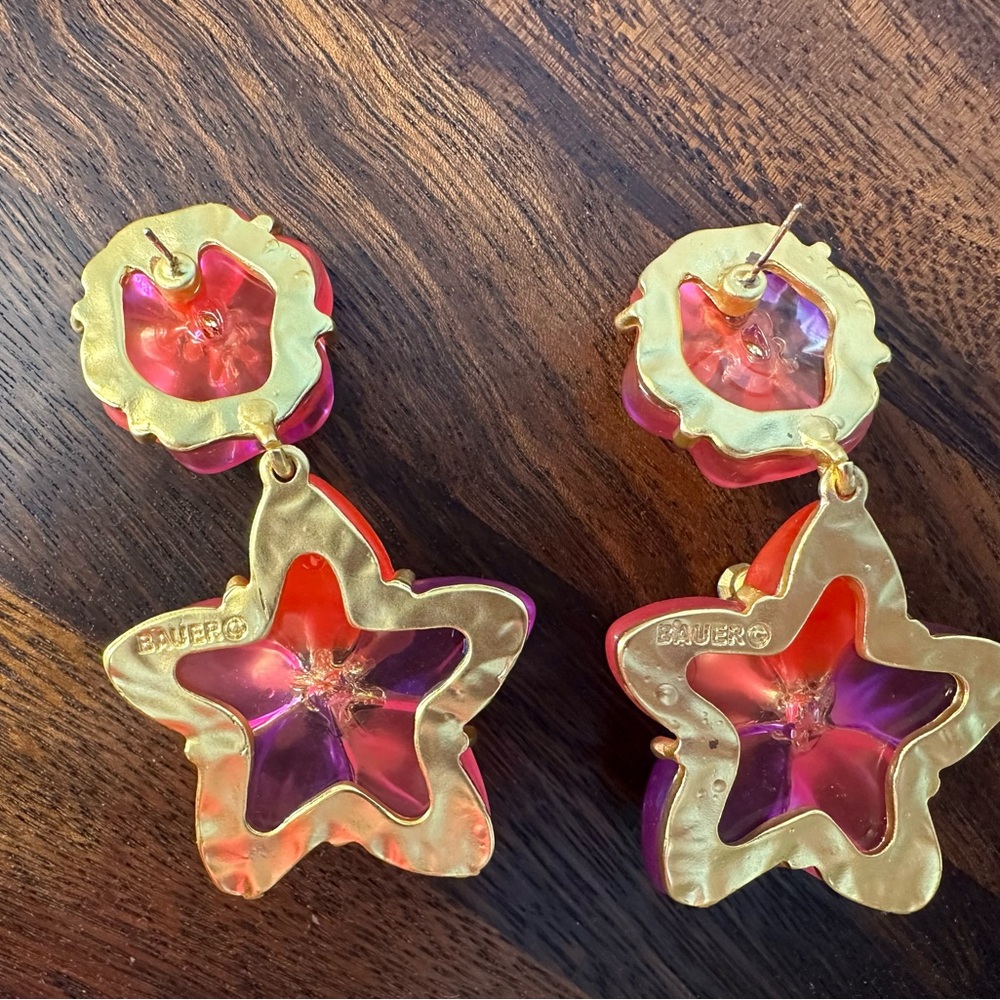 pink flowers earrings